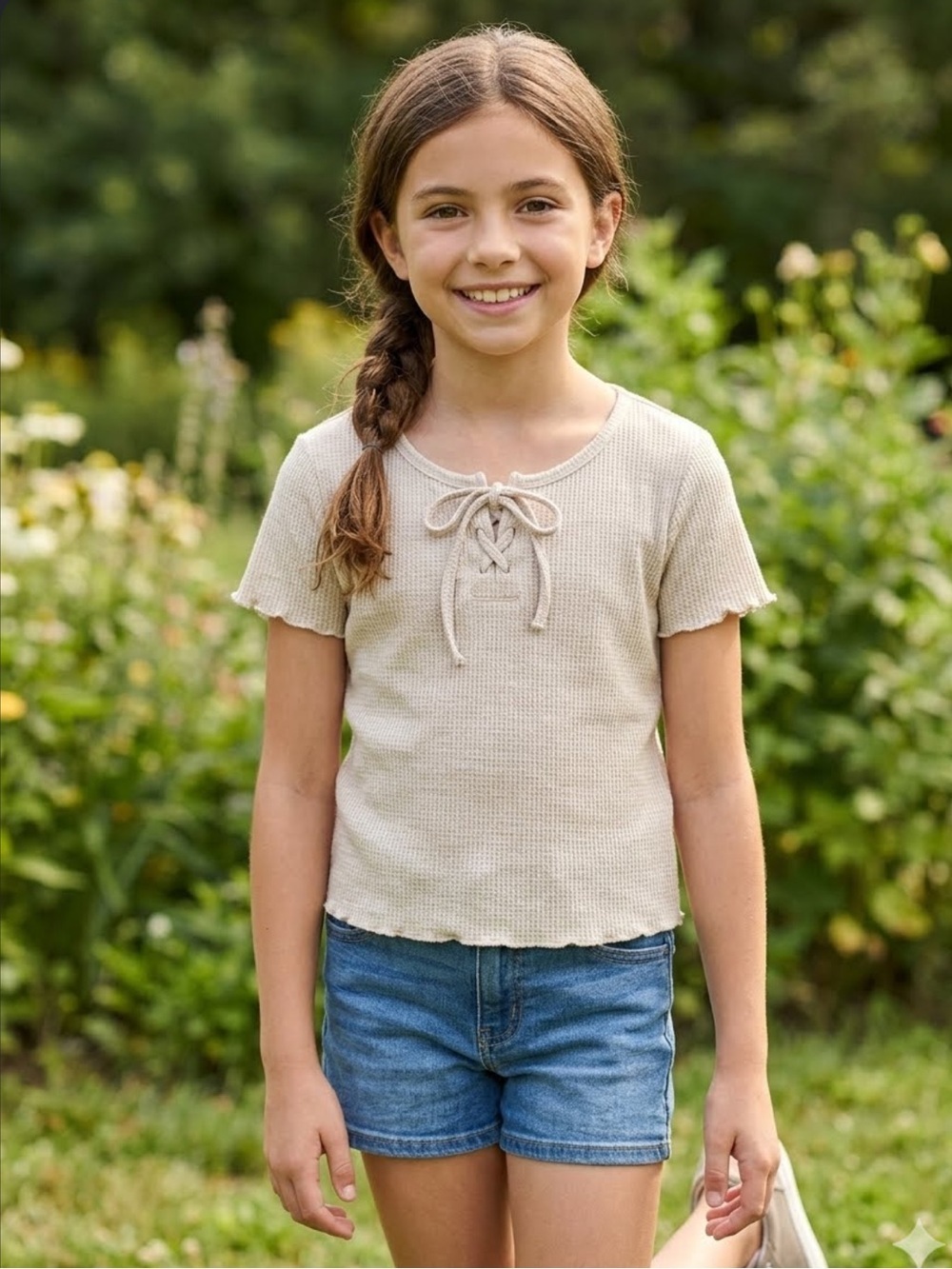 ✨ Star & Lily Waffle-Knit Lace-Up Top ✨ girls 10